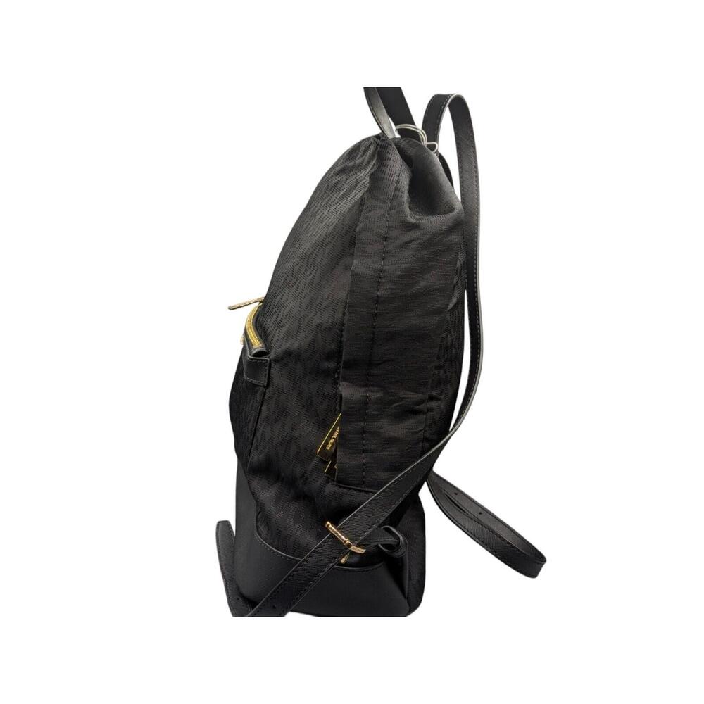 NWT Michael Kors Morgan Medium Black Signature Jacquard & Leather Trim Backpack‎ - Picture 7 of 11